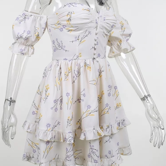 Tiered Ruffle Off The Shoulder Floral Corset Style Dress - Picture 5 of 12